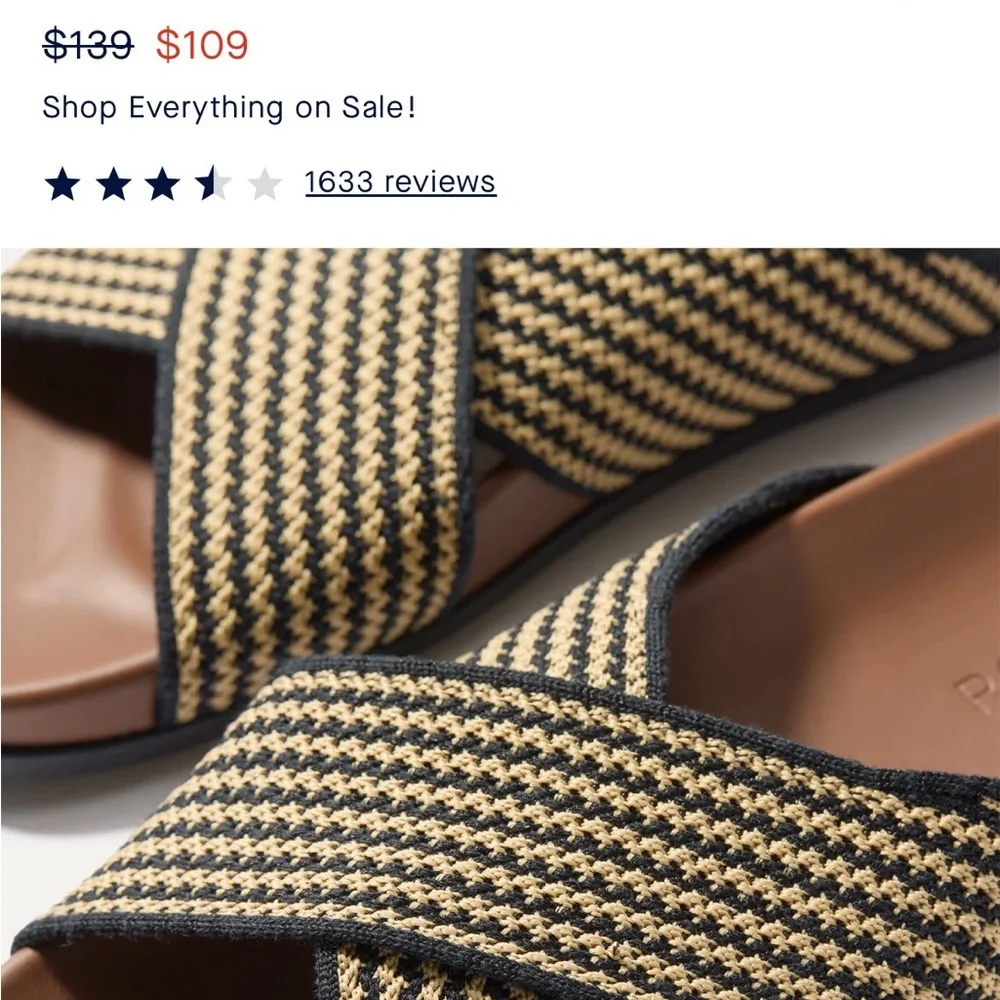 Rothy’s Weekend Slides in Toffee Stripe Size 10 - Picture 5 of 9